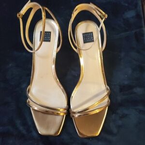 White House Black Market Metallic Gold Strappy Heeled Sandals